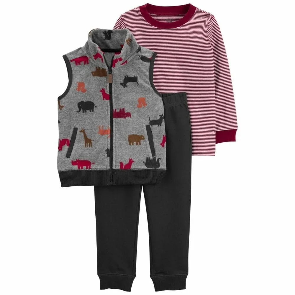 Carter’s 3-Piece Animal Vest Set in Size 3 Month